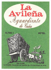 RARE - Aguardiente de Caña LA AVILEÑA, Cuban Cane Liquor Paper Labels - Cuba picture
