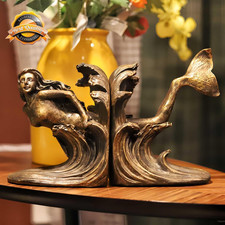 6 Inch Resin Mermaid Bookends Set Sea Goddess Vintage Statue Decor picture
