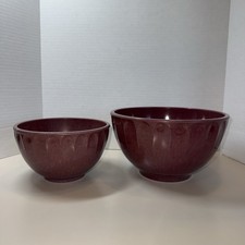 2 Boonton Ware Melmac Thumbprint Mixing Bowls Confetti Pink Rasberry 511C 511A picture