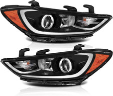 Headlights Fit for 2017-2018 Hyundai Elantra, Halogen, Black Housing picture