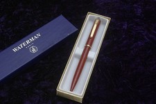 Gorgeous Vintage 1990's Waterman Red Marble & Gold Ballpoint Pen NIB picture