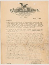 Vintage Historical Document 1921 ~ American Rubber & Tire Company Akron, Ohio picture