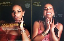 2005 Alicia Keys wearing Roberto Coin Jewelry & Dress photo 2-page print ad picture