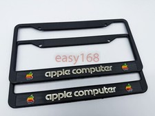 New 2 VINTAGE APPLE Computer License Plate Frames 1980s Employee Owned MAC picture