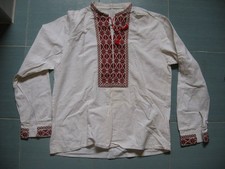 Ukrainian Embroidered Shirt Men  1970s Vyshyvanka Cotton Cherkasy a picture