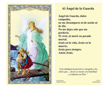 (2 copias) Español Oración del Ángel Guardian Angel Prayer Holy Card Spanish picture
