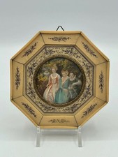Antique Octagonal Portrait Plaque Signed ZULE Lithograph Victorian Style picture