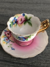 Vintage Occupied Japan 1945-1952 Miniature Porcelain Tea Cup Saucer Floral picture