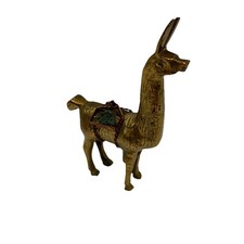 1970's VTG BRASS Llama Alpaca Figurine with Cargo Packs COPPER Saddle 4