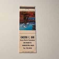 Chester C Doe Insurance Main St Worcester MA Vintage Matchbook Cover 5MB126-4-4 picture