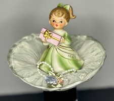 Vintage Lefton/Norcrest May Birthday Girl Figurine Hand Painted Bisque Japan picture