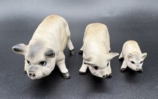 Vintage Bisque Porcelain Pig Figurines Set of 3 picture