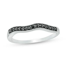 1.90 CT. T.w.Black Diamond Contour Wedding Band Ring in 14K White Gold Over 5-12 picture