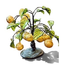 Vintage Glass Citrus Tree Chinoiserie Good Luck MCM picture
