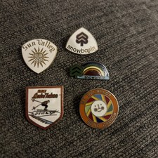 Vintage Ski Resort Enamel Pin Lot Sun Valley Snowbasin Mt Bachelor Lake Tahoe picture
