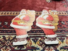 Vintage 6in Santa Claus Cardboard Christmas Club Ornament Retro Holiday picture