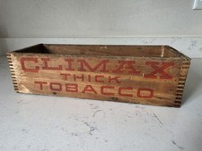 Rare Antique Climax Thick Tobacco Wood Tobacco Box Lorillard Co Partial Stamp picture