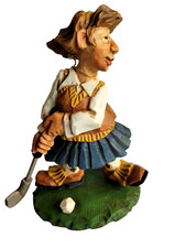 David Frykman Golfer Lady in Blue Skirt Figurine 3082 Collectible Sculpture picture
