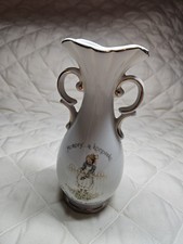 Holly Hobbie 2 Handled Bud Vase