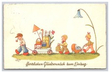 German, Congratulations On Moving In, Smoking, Artist Signed Postcard picture