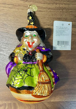 Large Retired Christopher Radko Snaggletooth Witch Halloween Ornament (00-198-0) picture