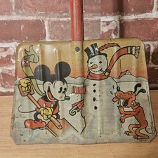 VINTAGE DISNEY MICKEY MOUSE KIDS TIN SNOW SHOVEL 1930's OHIO ART CO. - ORIGINAL picture