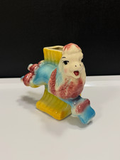 Vintage O.P. Co Ceramic Fashions Leaping Poodle Planter Vase 1950s USA MCM picture