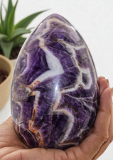Blue AMETHYST Crystal Fengshui Egg Healing Chakra Stone Reiki Decor Gift 145mm picture