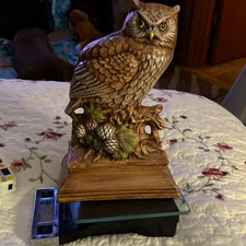 Evergreen 1978 Owl Bird Figurine Statue Sculpture on Base picture