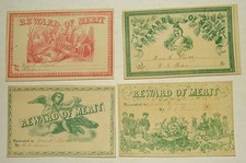 4 Antique Reward of Merit Cards 1800s Ephemera Frank Pierce W N Dean picture