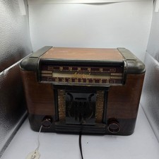 Vintage 1941 Admiral 42C4-B6 Lyre Front Tube Radio Wood Cabinet Works Needs Repa picture