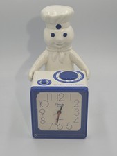 Vintage Pillsbury Doughboy Clock Radio 1986 9.5 Inches Quartz Clock Works  picture