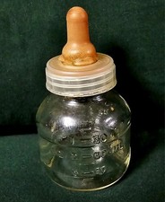 Vintage Glass Baby Bottle With Original Nipple picture