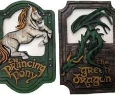 Lord of The Rings The Prancing Pony and The Green Dragon Pub Signs Set, Handmade picture