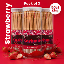Kashmir Pre Rolled Cones King Size Strawberry Flavored Rolling Paper Cones 150CT picture