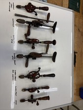 Vintage Goodell-Pratt Hand Drill, Breast Drill, Eggbeater Extras In Lot Of 7 picture