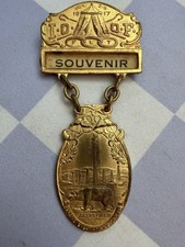1917 IOOF Odd Fellows Bakersfield CA Souvenir Badge Bastian Bros Fraternal Pin  picture