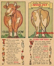 ANTIQUE 1931 O.N.T. PAPER DOLL CUTOUT CLARA COW ZOO SPOOL TRADE CARD VG picture