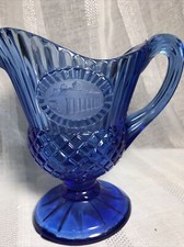 AVON Vintage 1970’s Cobalt Blue Pitcher Gravy Glass Mt. Vernon Handle Souvenir picture