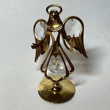 Guardian Angel Austrian Crystal 24k Gold Plated Suncatcher USA Figurine Vintage picture
