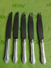 5 Vintage Meneses Inoxidable Silverplate Knives, Spain, 7 5/8