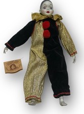 Vintage Madame Verte Porcelain Musical Clown Doll Wind Up Back Collectible 18” picture