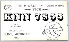 Vintage CB Radio QSL Card - KNN 7855 Tice - Flint, Michigan - 1960s-70s C190 picture
