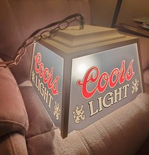 VTG 1986 Adolph Coors Beer Hanging Swag Bar Poker Pub Billiard Pool Table Light picture
