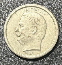 RARE ANTIQUE 1908 PRESIDENTIAL TAFT & BRYAN CAMPAIGN FLIPPING/TOSSING COIN picture