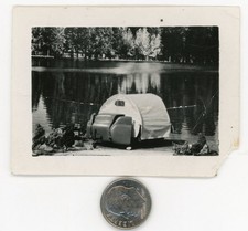 Vintage 1940's miniature photo / Tiny CAMPER - Weird Fold-Out AUTOMOBILE Panels picture