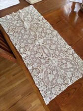 Antique Victorian Lace Cream Table Linen Cloth 1900s 1910s picture