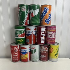 12 Vintage Soda Cans mixed brands picture
