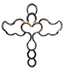 Welded horseshoe angel cross picture
