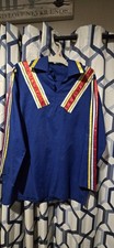Native American Cherokee Men’s Ribbon Shirt Blue Cotton Size Medium Vintage picture